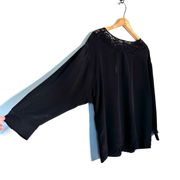 Miu Miu | Black Silk Blend Back Button Down Long Sleeve Blouse Size 44 US 12 - Picture 3 of 9